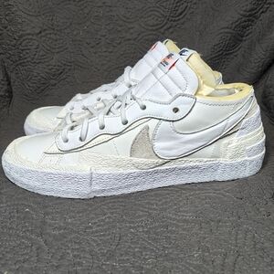 Nike Blazer X Sacai Low White Patent Leather Vintage Casual Sneaker Men Shoe 10